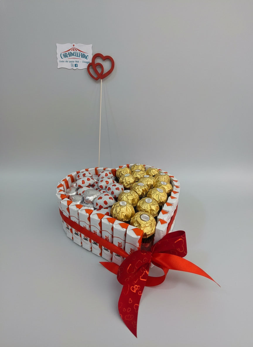 torta di cioccolatini a cuore