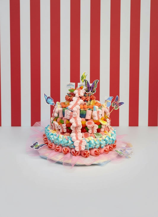 torta a tre piani tema farfalla senza glutine